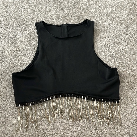 Fashion Noma size S Black top with rhinestone dangling - Picture 2 of 4